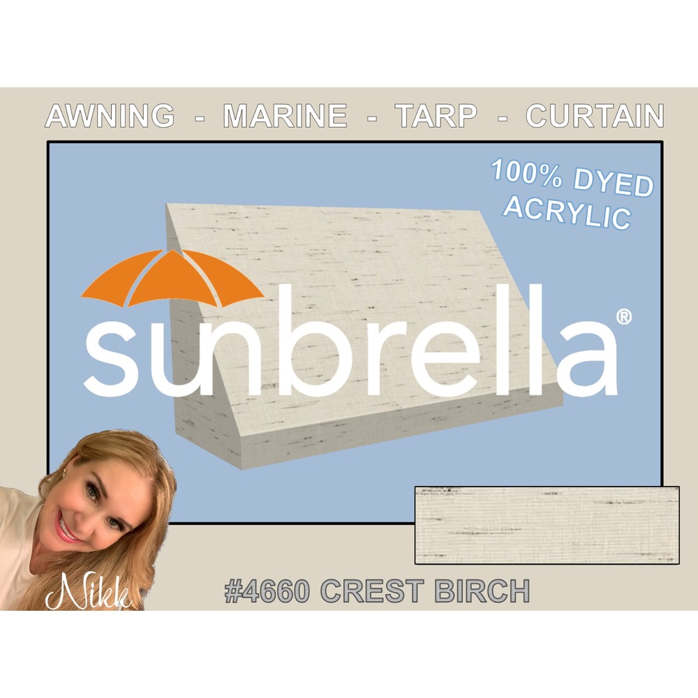 Sunbrella® Awning / Canopy / Marine‎ 46" Crest Birch #4660 [2.25 YARD ROLL]